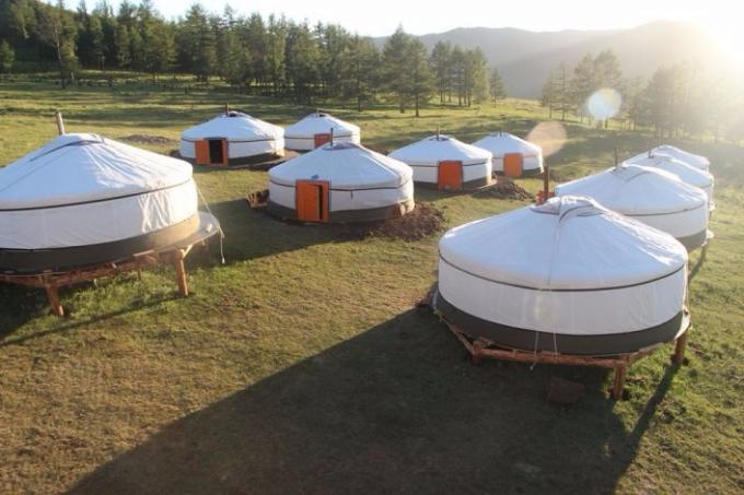 30 metros cuadrados de mongolian tradicional de lujo Yurt con la soldadura de alta frecuencia