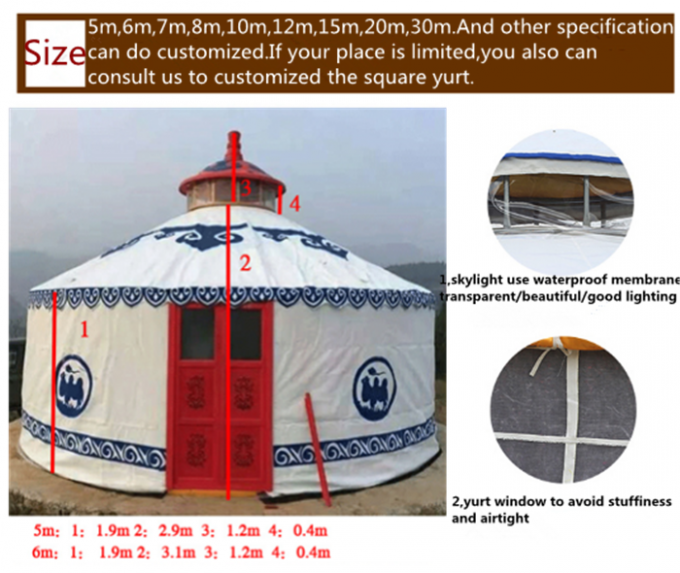 Anti - tienda ultravioleta de Yurt del mongolian con algodón de la acupuntura del espesamiento