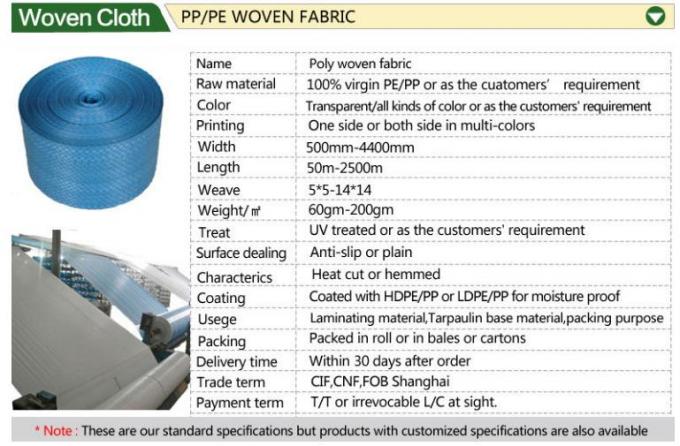 Lona tejida HDPE del polietileno de la hoja de la lona de la prenda impermeable PE de la laminación de la tela +HDPE